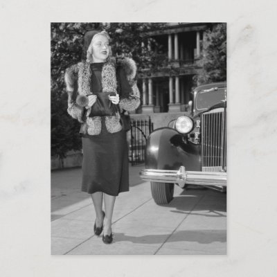 1930s Fashion History on Old 1930s Fashion Photo Of Beautiful Woman With Fur Coat  Skirt And