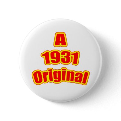 1931 Original Red Pinback Button by birthyeardesigns4