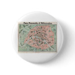 1932 Art Deco Map of Paris, France Pinback Button