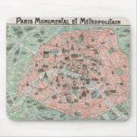 1932 Art Deco Map of Paris, France Mousepads