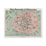 1932 Art Deco Map of Paris, France Postcards