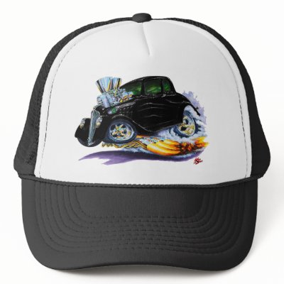 1933-36 Willys Black Car Trucker Hat by maddmaxart