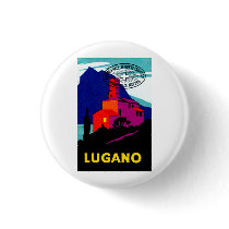 1934 Lugano Philatelic Poster Pinback Buttons