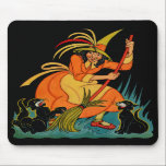 1935 Halloween Witch with Cats Mousepad mousepads