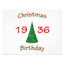 1936 Christmas Birthday Personalized Announcements