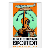 1936 Detroit + Michigan Expo Poster Greeting Card
