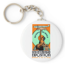 1936 Detroit + Michigan Expo Poster Keychain