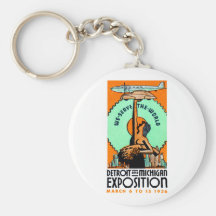 1936 Detroit + Michigan Expo Poster Keychain