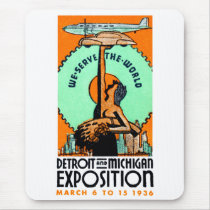 1936 Detroit + Michigan Expo Poster Mousepad