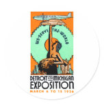 1936 Detroit + Michigan Expo Poster Stickers