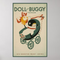 1939 vintage Doll and buggy parade Posters