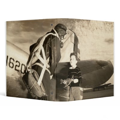 1940 US Army Pilot and Young Boy Vinyl Binder by historicimage
