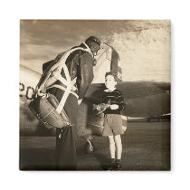 1940 US Army Pilot and Young Boy Fridge Magnet