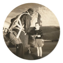 1940 US Army Pilot and Young Boy Sticker