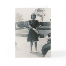 1940 woman with hat greeting card
