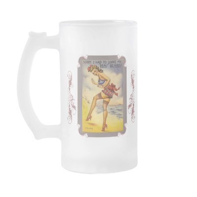 1940s Bathing Beauty Funny Frosted Beer Mug by vintageamerican