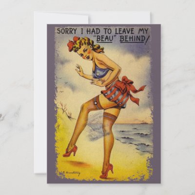 1940s Bathing Beauty Funny Party Invitation by vintageamerican