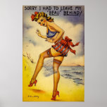 1940s Bathing Beauty Funny Poster