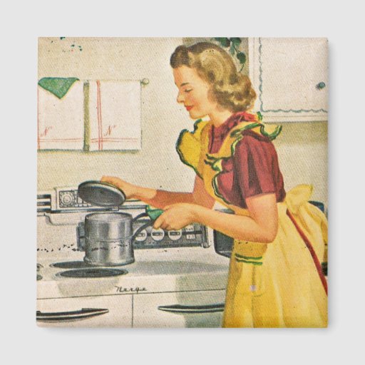 1940s Cooking Housewife 2 Inch Square Magnet Zazzle