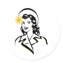 1940's Lady Round Stickers