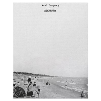 1940's Lake Michigan Beach Scene Customized Letterhead by VintagerieEphemera
