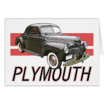1941 Plymouth coupe with graphic and text. cards