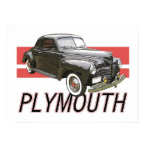 1941 Plymouth coupe with graphic and text. posters