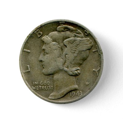 1943 US Mercury dime obverse button by AuntiesLunchMoney