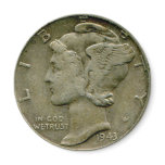 1943 US Mercury dime obverse magnet