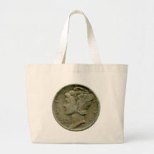 1943 US Mercury dime obverse tote bag