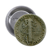 1943 US Mercury dime reverse button