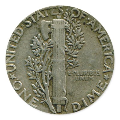 1943 US Mercury dime reverse sticker by AuntiesLunchMoney