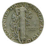 1943 US Mercury dime reverse sticker