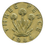 1944 British three pence sticker