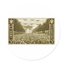 1945 US Troops Under Arc de Triomphe Sticker