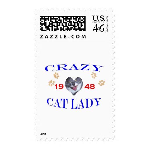 1948 Crazy Cat Lady Postage Stamp