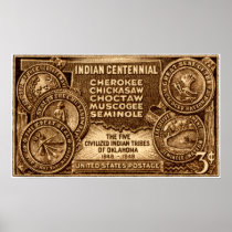 1948 Oklahoma Indian Centennial Stamp Posters