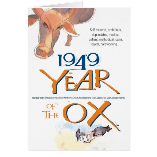 1949 Chinese Zodiac Ox Funny Birthday Card | Zazzle