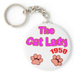 1950 cat lady key chains