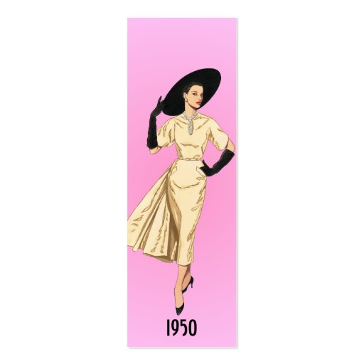 1950 Fashion Bookmark Business Cards (front side)