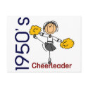 1950’s Cheerleader Stick Figure postcards