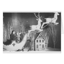 1950's Children on Santa's Sleigh Card