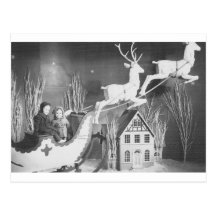 1950's Children on Santa's Sleigh Postcard