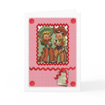 1950'S CUTE COWBOY FRIENDS RETRO GREETINGS CARD