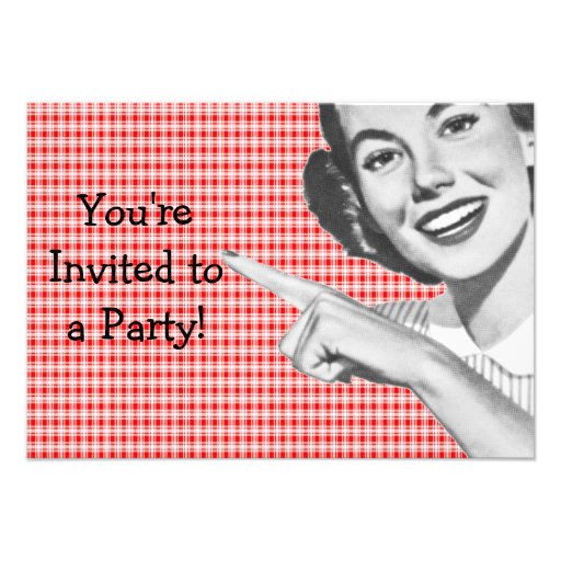 1950s Pointing Young Woman V2 Personalized Invite
