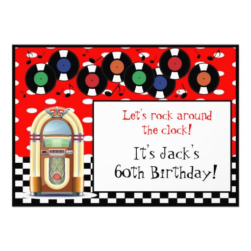1950s Rock n Roll Juke Box Birthday Invitations