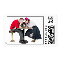 1950's Soda Shop Couple Postage Stamp