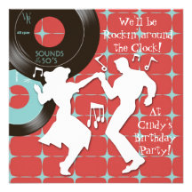 1950's Theme Birthday Party Invitations
