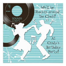 1950's Theme Birthday Party Invitations
