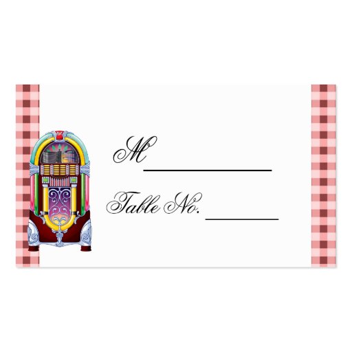 1950s Vintage Jukebox Wedding Place Card Business Card Templates (front side)
